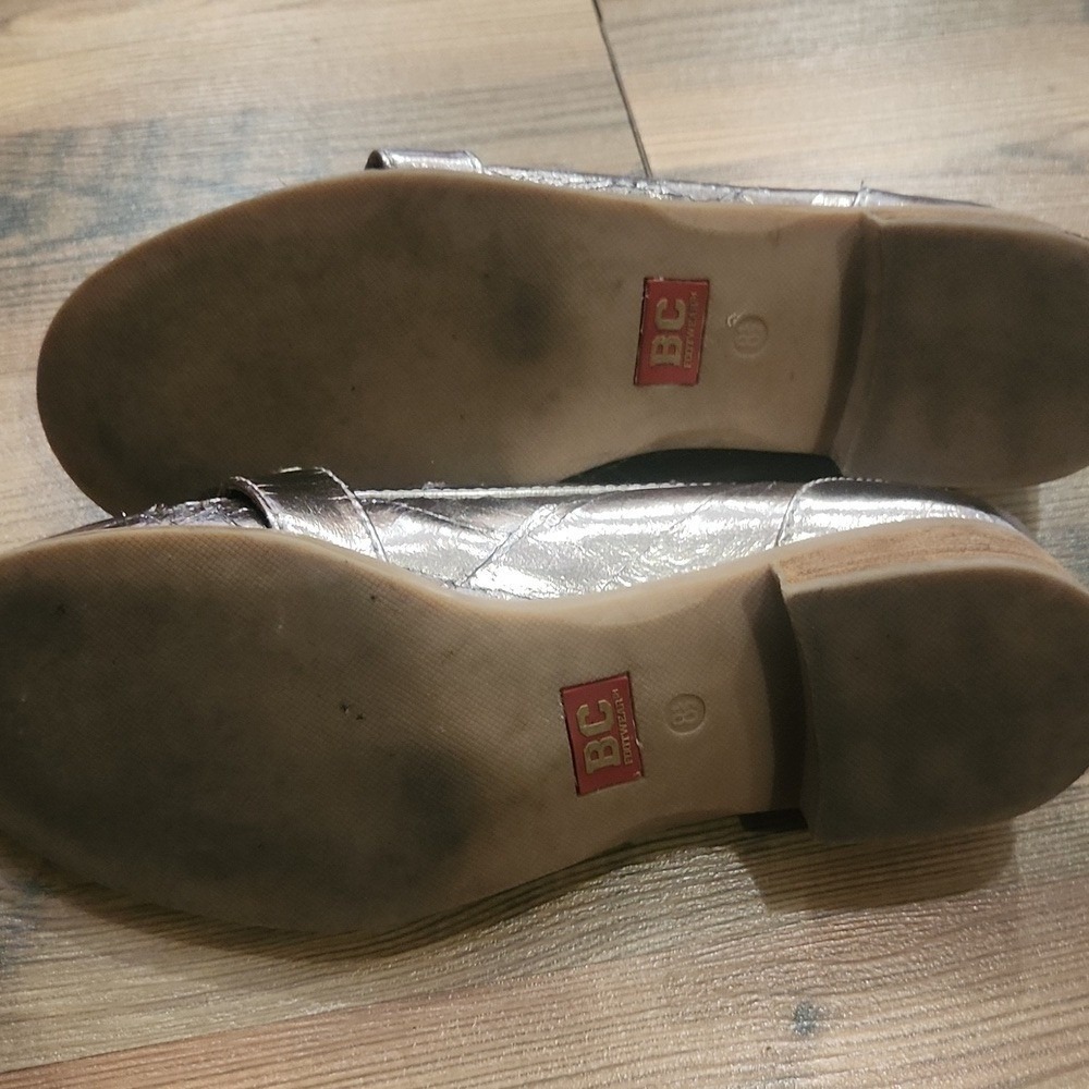Shiny Silver Dopamine Old Money Preppy Rich Mom Polished Penny Loafer Size 8.5 - Picture 7 of 7